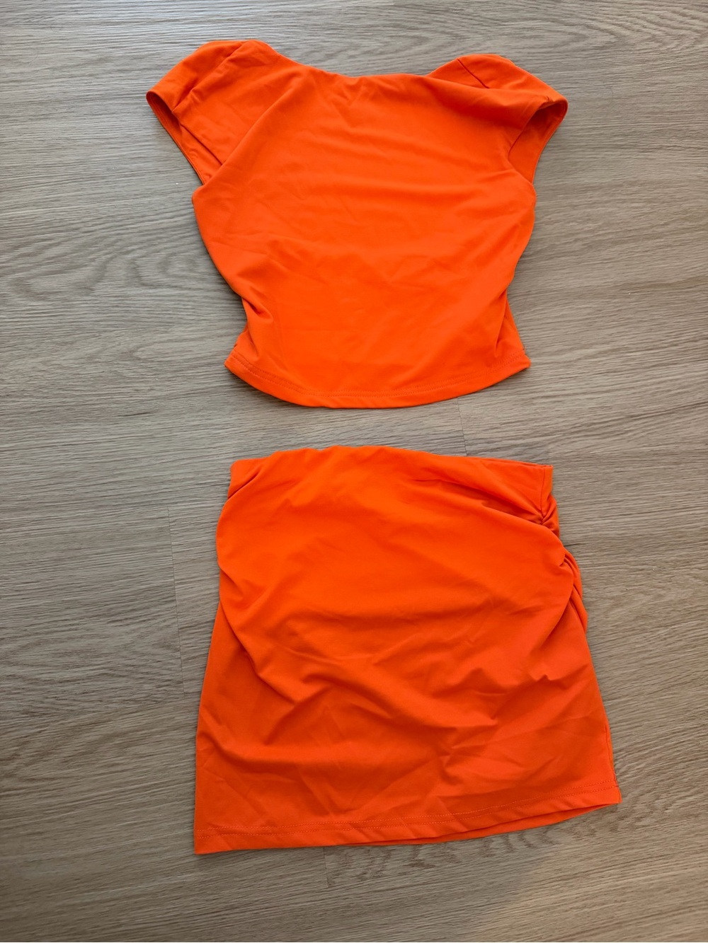SHEIN Orange Two-Piece Mini Skirt Set